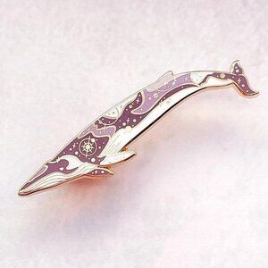 Whale‎ Enamel Pin - Gold Plated Brooch - RARE Celestial and Sea Life Jewelry
